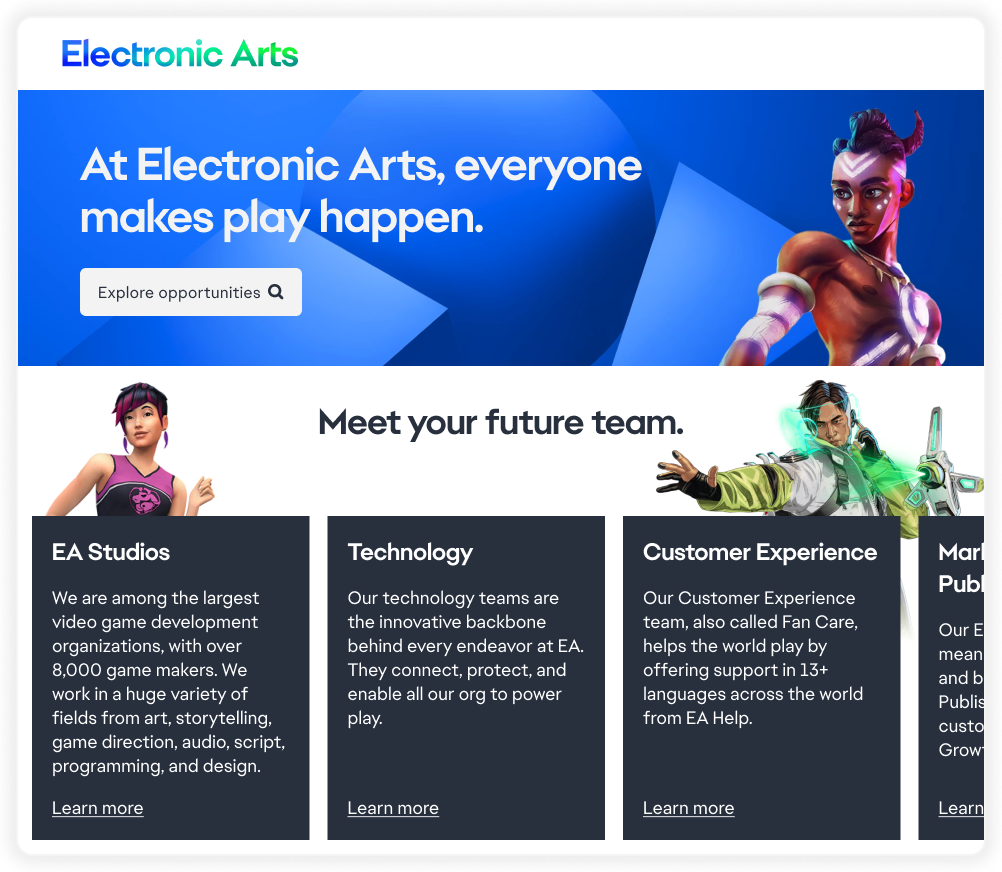 Electronic Arts Team Information Page