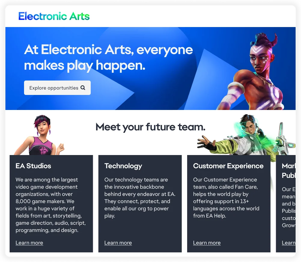 Electronic Arts Team Information Page