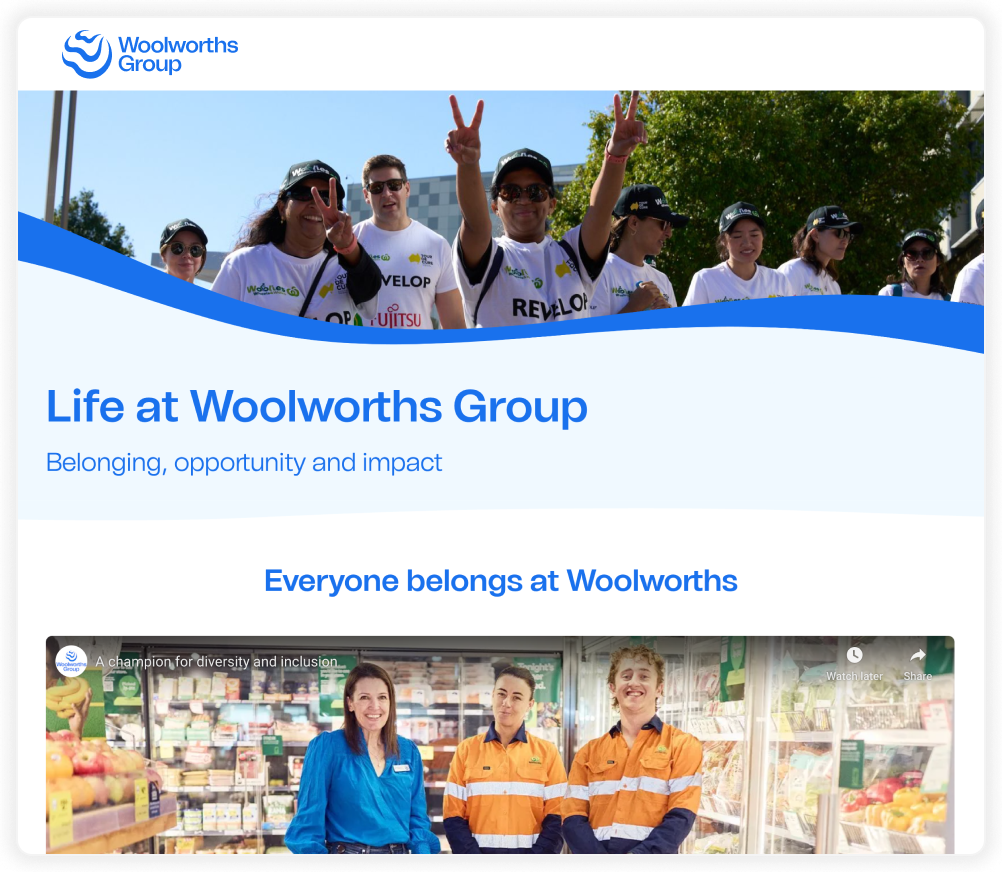 Life at Woolworths Group Webpage