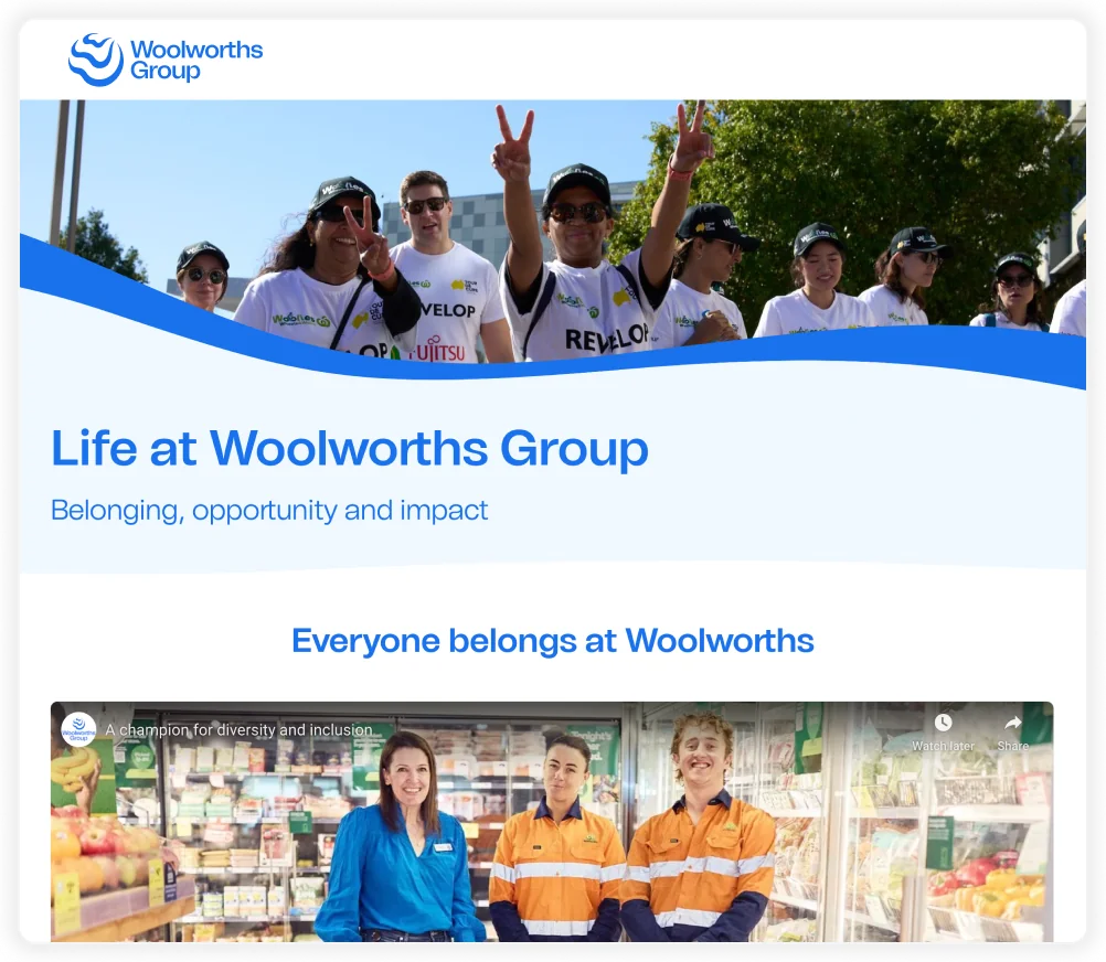 Life at Woolworths Group Webpage