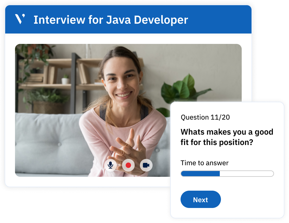 UI image showcasing avature's video interview tool.
