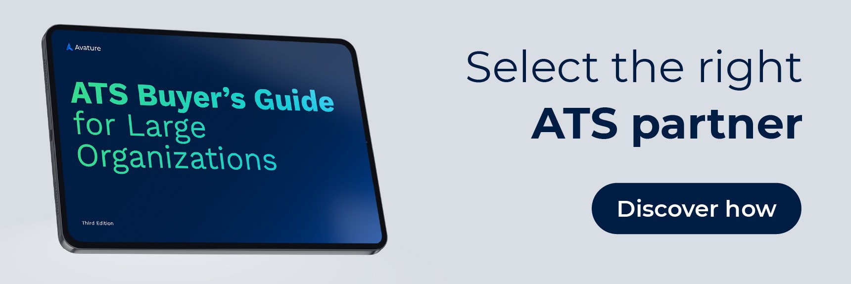 Banner of Avature's ATS buyer's guide and a link to the landing page to download it.