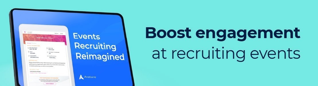 Banner of Avature's e-book on recruiting events best practices and a link to the landing page to download it.