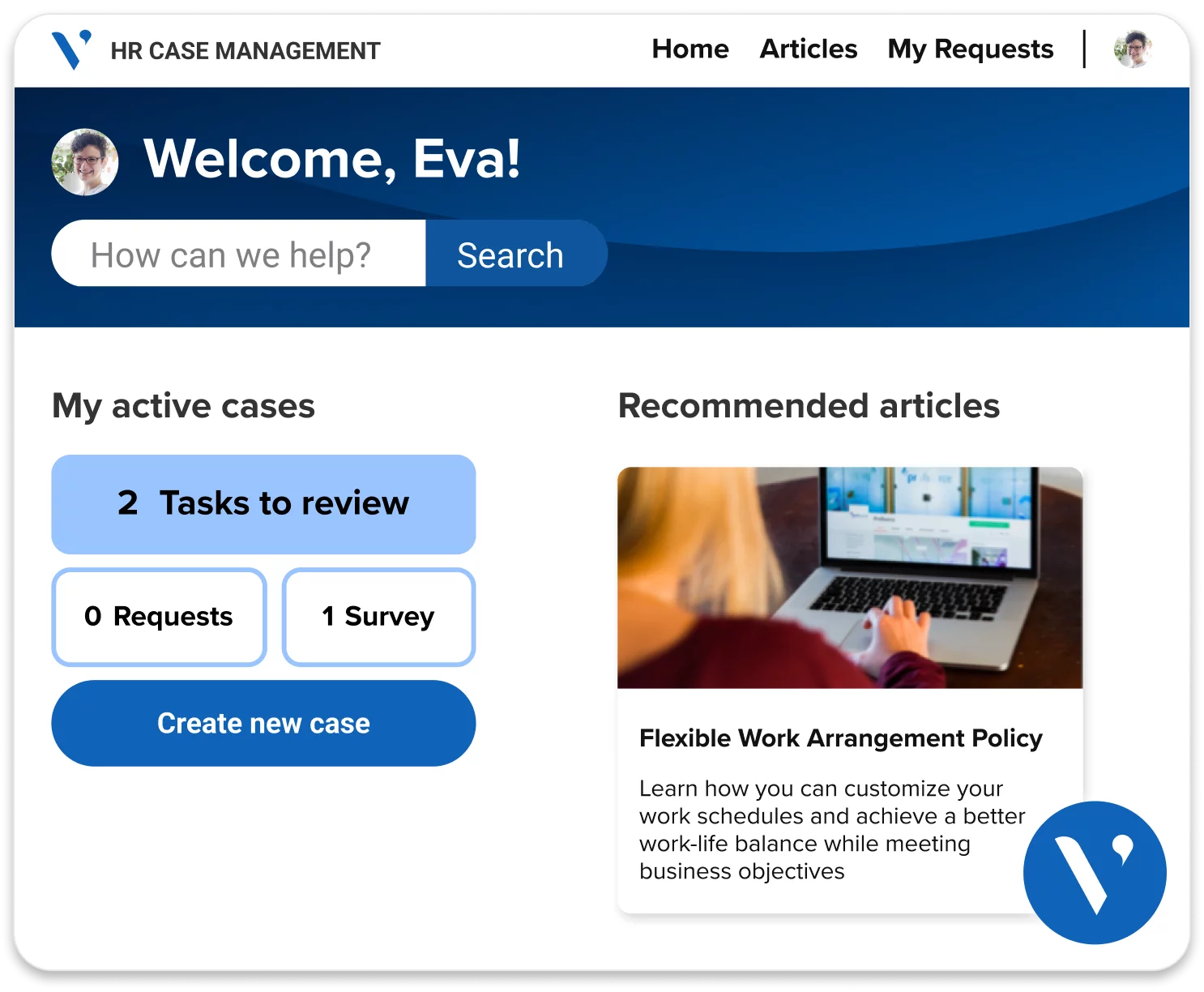 Image depicting Avature HR Case Management main dashboard