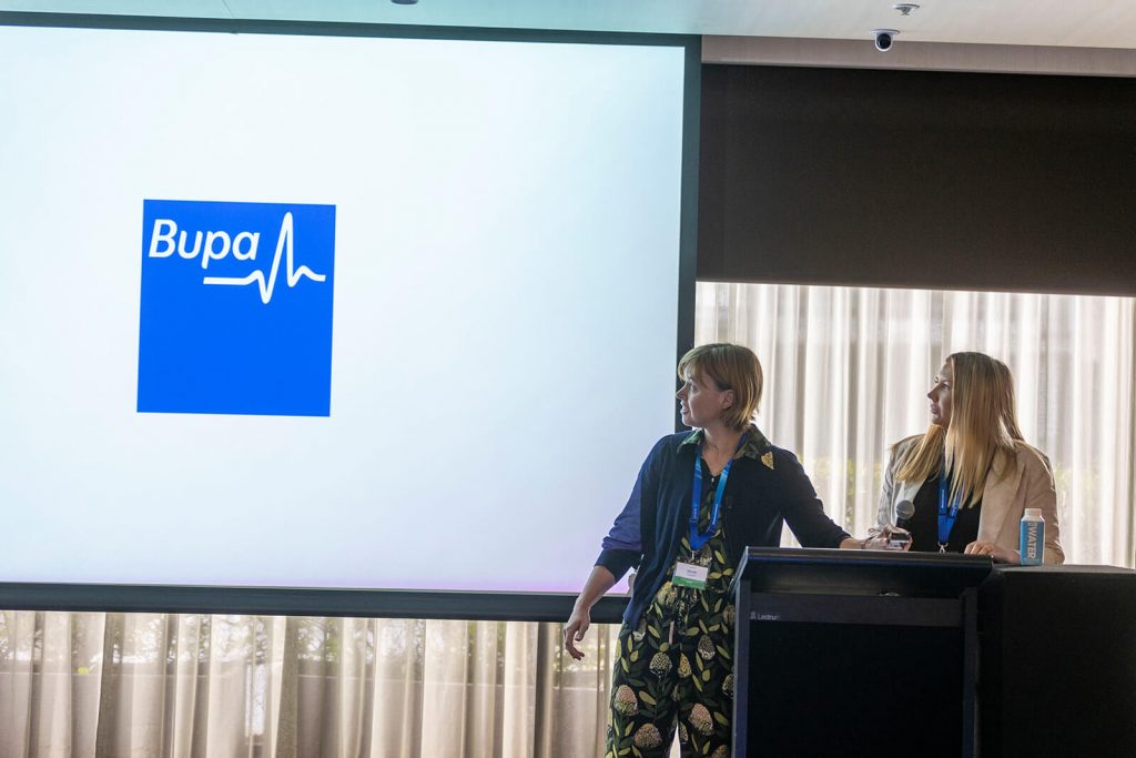 Georgine Gaynor, Digital People Solutions, and Sarah Posselt, Employee Experience Manager at BUPA at the #AvatureUpfront APAC 2024 conference.