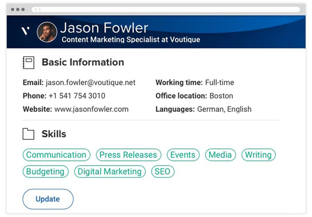 Image showing that a candidate profile has been parsed to automatically complete their basic information and skills details.