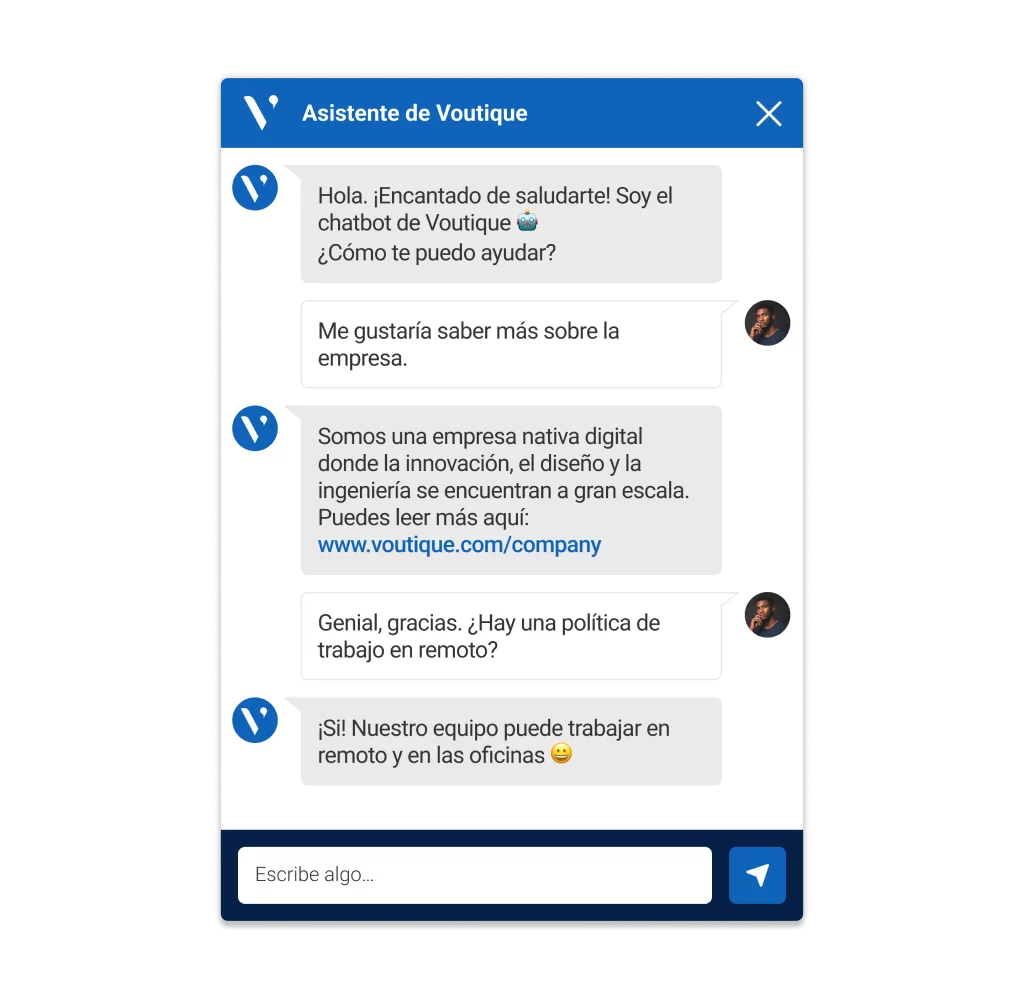 Screenshot of Avature's multi-lingual HR chatbot in Spanish