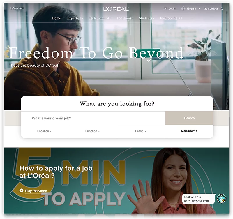 Image showcasing L'oreal career portal built with avature