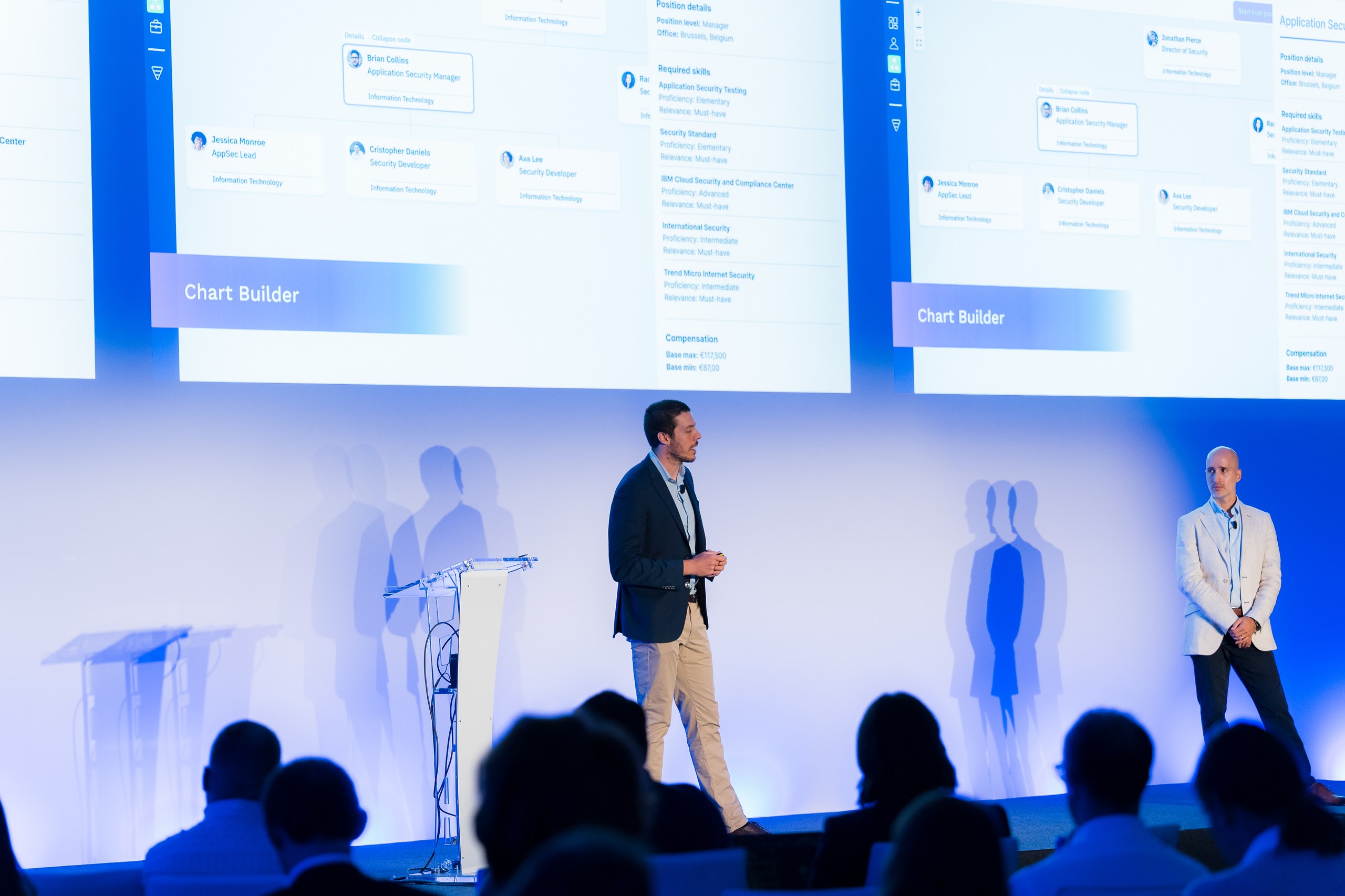 Avature’s Product Marketing Director Nicolas Bader and VP of Product Engineering Matias di Tada during Avature’s Platform Roadmap presentation.